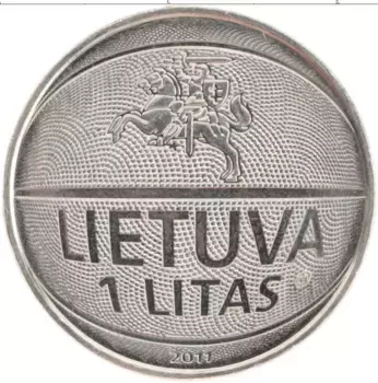 Монета лит Литвы 2011 года Медно-никель Чемпионат Европы по баскетболу