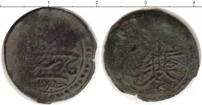 Монета мангир Турции 1687 года Медь Сулейман II