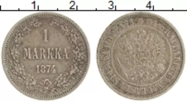 Монета марка Александра 2 1874 года Серебро Для Финляндии