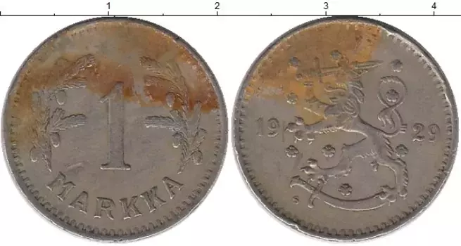 Монета марка Финляндии 1929 года Медно-никель
