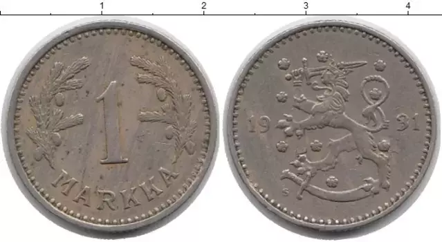 Монета марка Финляндии 1931 года Медно-никель