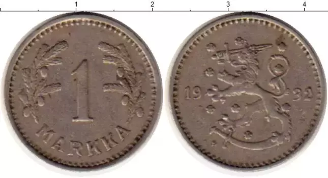 Монета марка Финляндии 1932 года Медно-никель