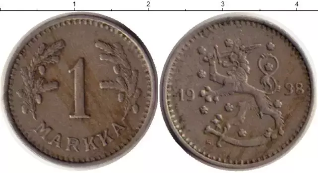 Монета марка Финляндии 1938 года Медно-никель