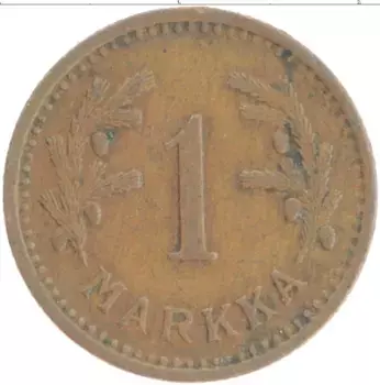 Монета марка Финляндии 1942 года Бронза