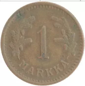 Монета марка Финляндии 1942 года Бронза