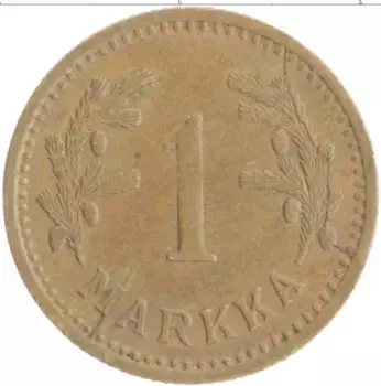 Монета марка Финляндии 1942 года Медь