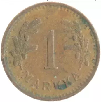 Монета марка Финляндии 1942 года Медь