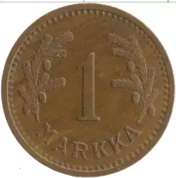 Монета марка Финляндии 1942 года Медь