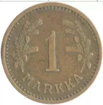 Монета марка Финляндии 1943 года Медь