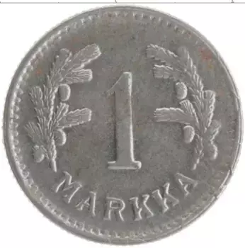 Монета марка Финляндии 1943 года Железо