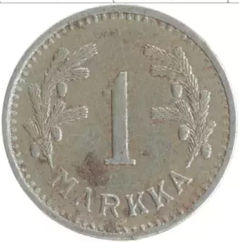 Монета марка Финляндии 1943 года Железо