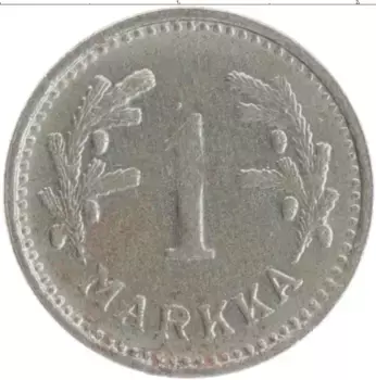 Монета марка Финляндии 1945 года Железо