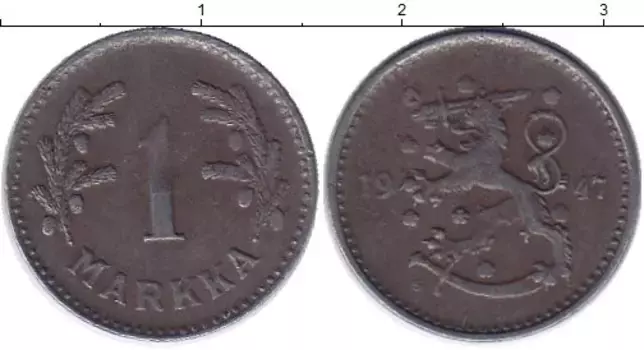 Монета марка Финляндии 1947 года Железо