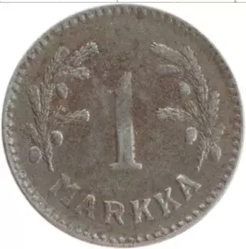 Монета марка Финляндии 1947 года Железо Герб