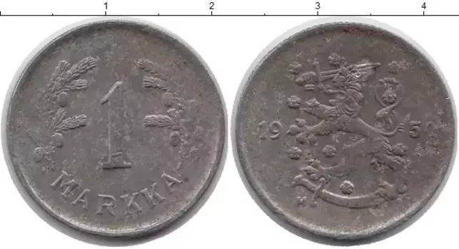 Монета марка Финляндии 1950 года Железо