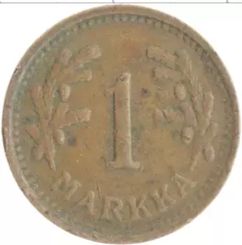 Монета марка Финляндии 1951 года Медь