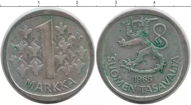 Монета марка Финляндии 1965 года Медно-никель