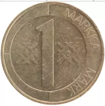 Монета марка Финляндии 1993 года Латунь