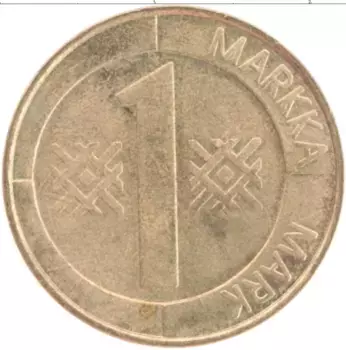 Монета марка Финляндии 1993 года Латунь