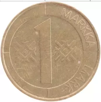 Монета марка Финляндии 1993 года Латунь