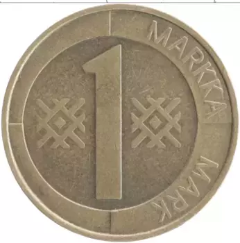 Монета марка Финляндии 1993 года Латунь