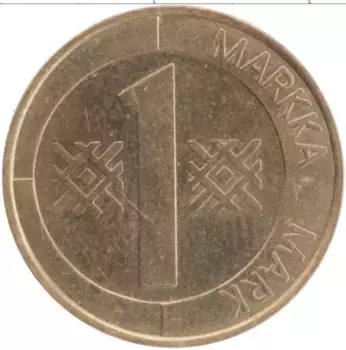 Монета марка Финляндии 1994 года Латунь