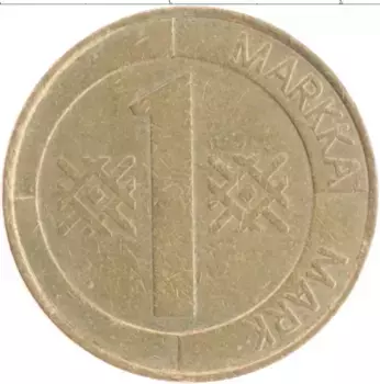 Монета марка Финляндии 1994 года Латунь