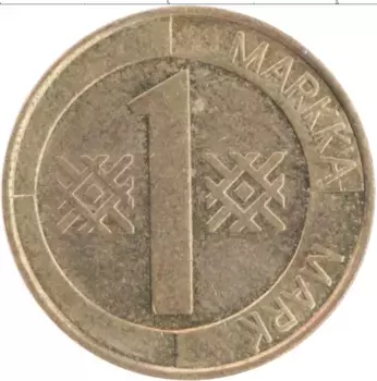 Монета марка Финляндии 1994 года Латунь