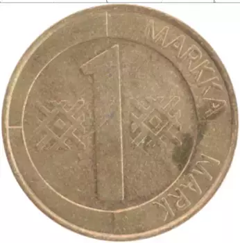 Монета марка Финляндии 1995 года Латунь