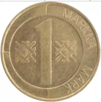 Монета марка Финляндии 1998 года Латунь