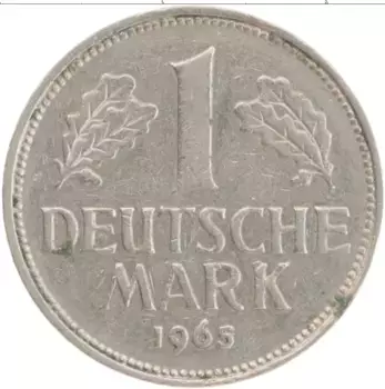 Монета марка ФРГ 1965 года Медно-никель F