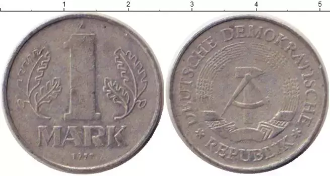 Монета марка ГДР 1977 года Алюминий