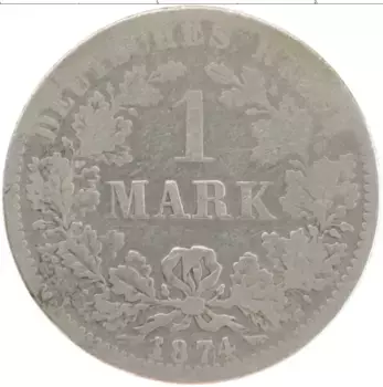 Монета марка Германии 1874 года Серебро А