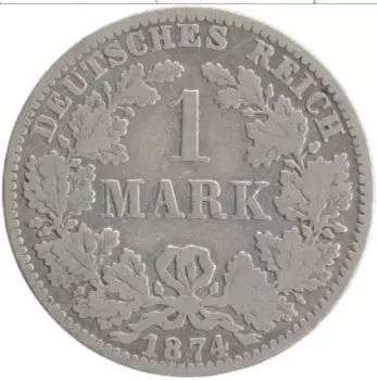 Монета марка Германии 1874 года Серебро A