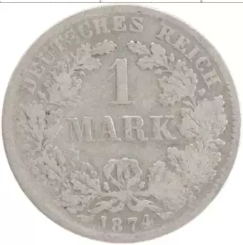Монета марка Германии 1874 года Серебро D