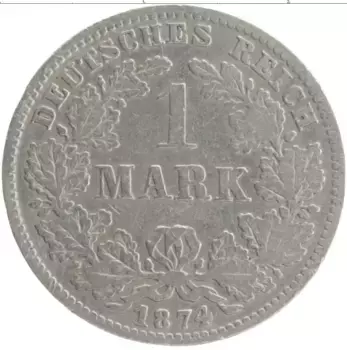 Монета марка Германии 1874 года Серебро D