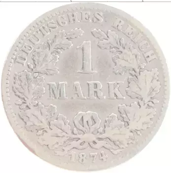 Монета марка Германии 1874 года Серебро F