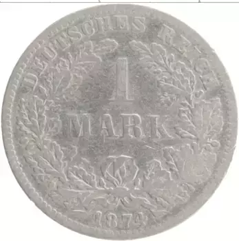 Монета марка Германии 1874 года Серебро F