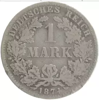 Монета марка Германии 1874 года Серебро В