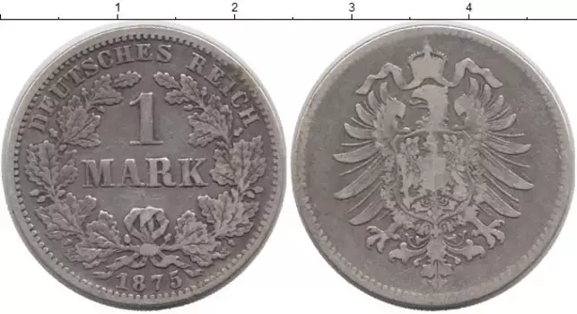 Монета марка Германии 1875 года Серебро