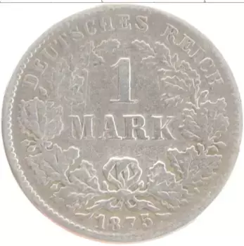 Монета марка Германии 1875 года Серебро