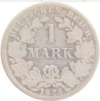 Монета марка Германии 1875 года Серебро A