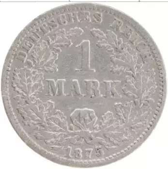 Монета марка Германии 1875 года Серебро А