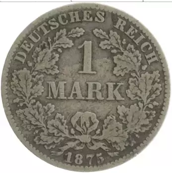 Монета марка Германии 1875 года Серебро B