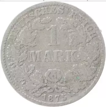 Монета марка Германии 1875 года Серебро D