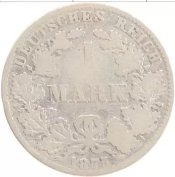 Монета марка Германии 1875 года Серебро E