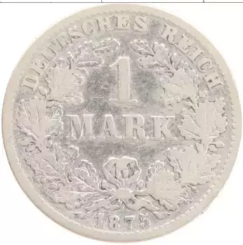 Монета марка Германии 1875 года Серебро F