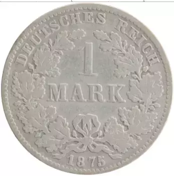 Монета марка Германии 1875 года Серебро H