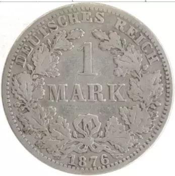 Монета марка Германии 1876 года Серебро А