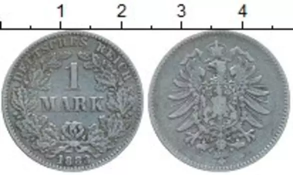 Монета марка Германии 1883 года Серебро Е